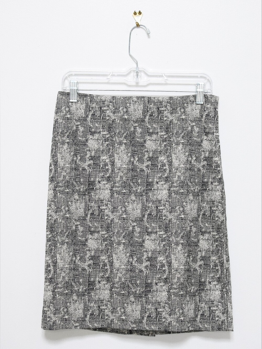 MM Lafleur Noho Pencil Skirt Crackle Black Ivory Knee Length Sz 4 Office Capsule - Picture 4 of 10